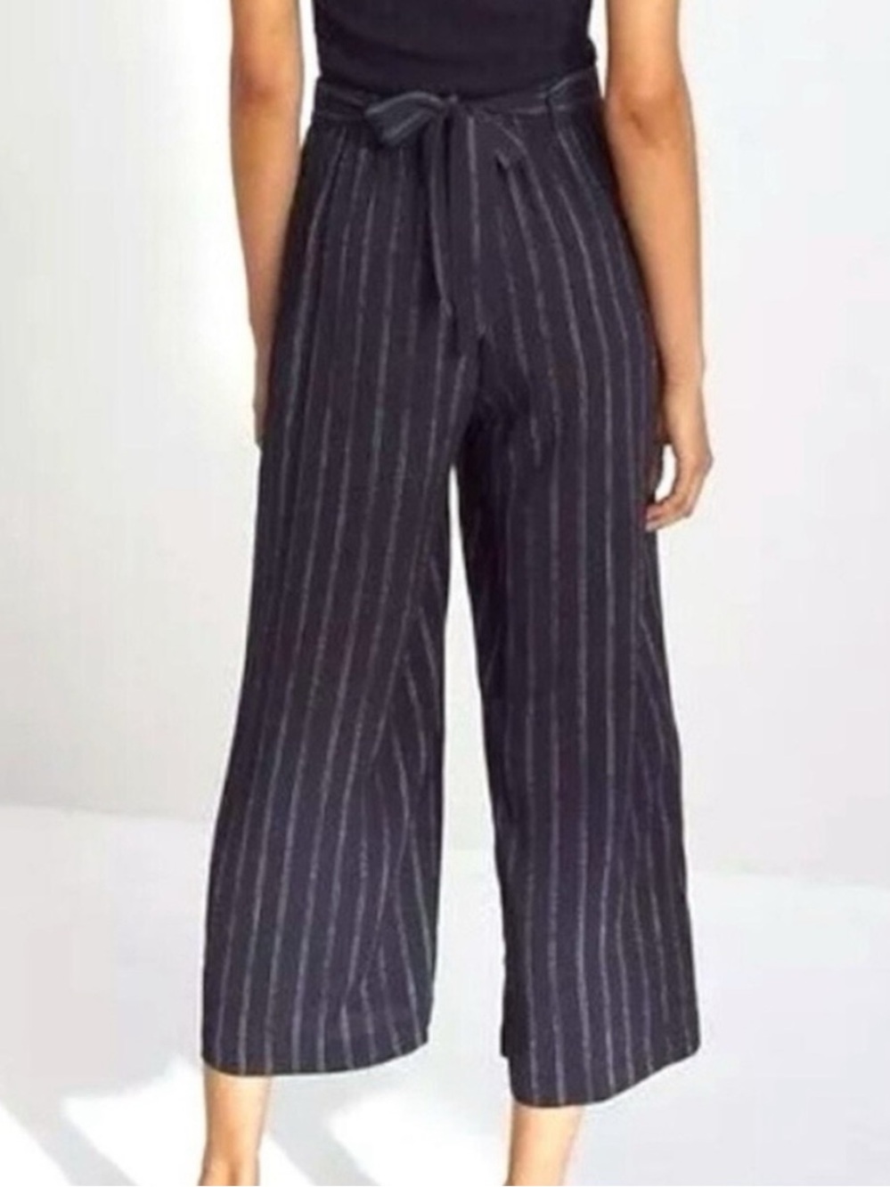 Wilfred Navy Faun Pinstriped Wide-Leg Trousers XS